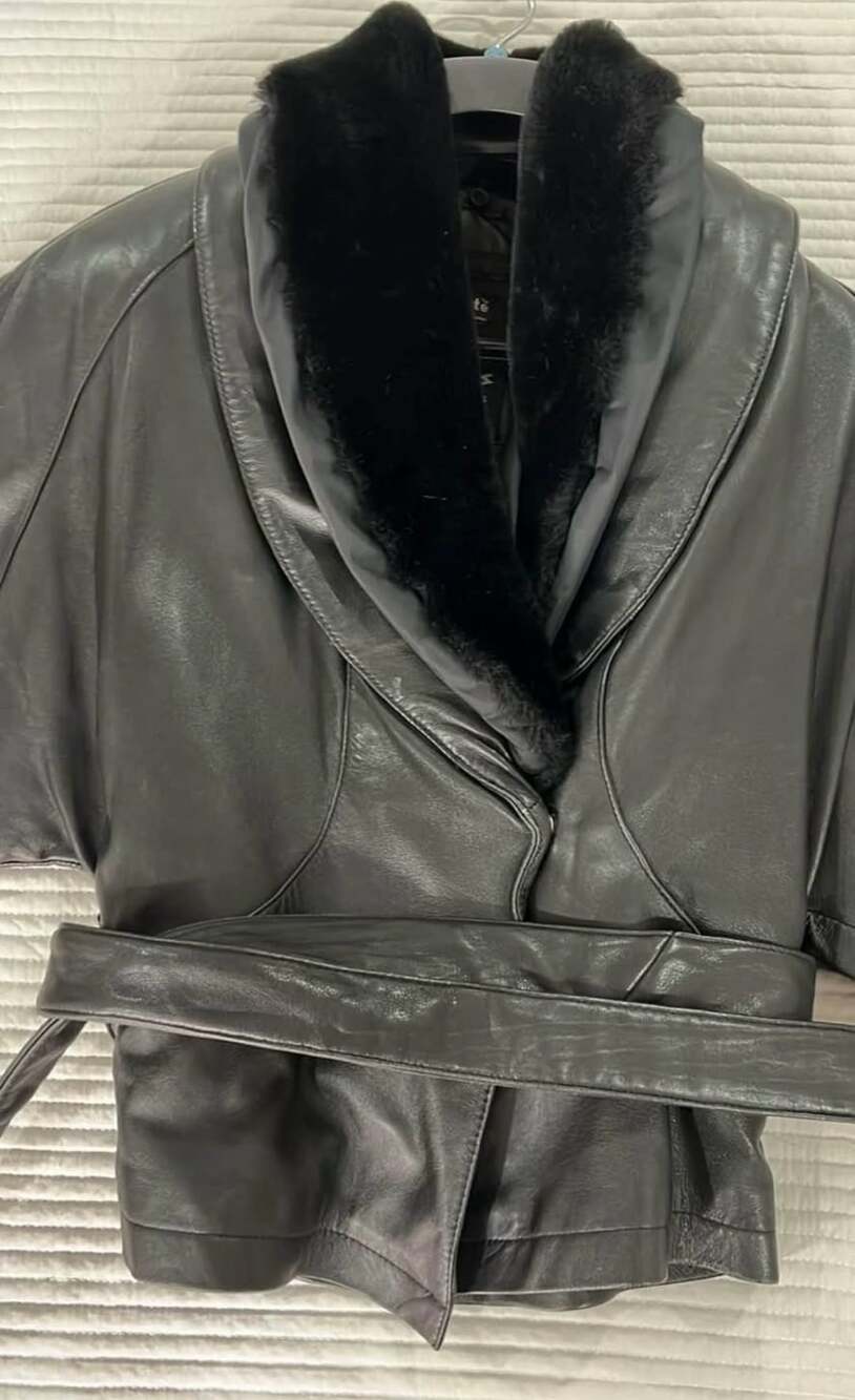 Wilson leather black jacket with fur trim Black...